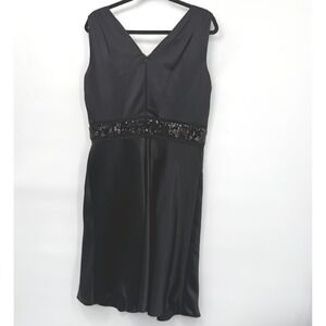 Calvin Klein Black Sleeveless Midi Dress Size 14 Elegant Cocktail Goth Whimsy